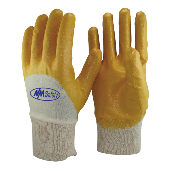MS500NB2HG15 Knitted Liner Blue Nitrile Half Coated Palm Gloves